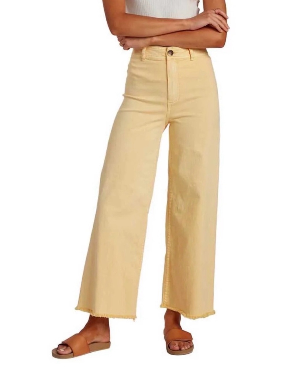 Billabong High-Waist Wide Leg Jeans in Pale Yellow